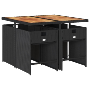 Set mobilier de grădină cu perne, 5 piese, negru, poliratan - Img 3