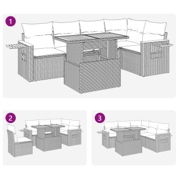 Set mobilier de grădină cu perne, 5 piese,poliratan/lemn acacia - Img 6