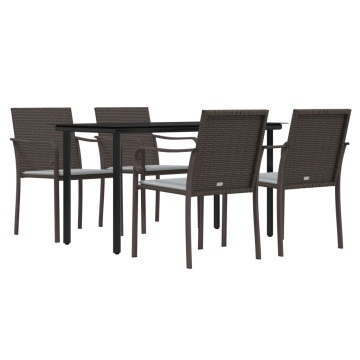 Set mobilier de grădină cu perne, 5 piese, poliratan și oțel - Img 3