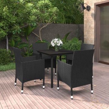 Set mobilier de grădină cu perne 5 piese poliratan & sticlă - Img 1