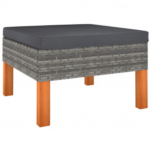 Set mobilier de grădină cu perne, 6 piese, gri, poliratan - Img 4