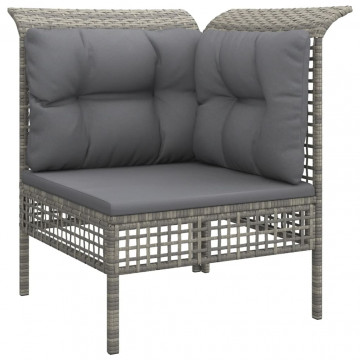 Set mobilier de grădină cu perne, 6 piese, gri, poliratan - Img 4