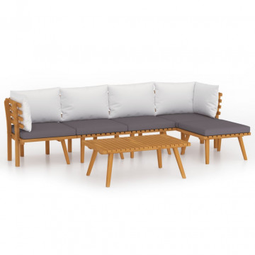 Set mobilier de grădină cu perne, 6 piese, lemn masiv acacia - Img 2