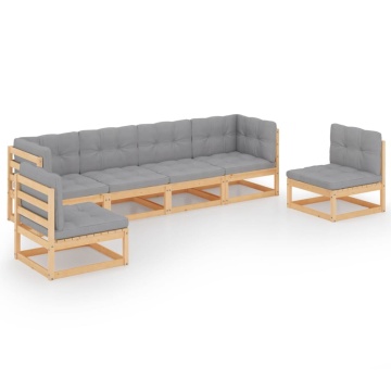 Set mobilier de grădină cu perne, 6 piese, lemn masiv de pin - Img 2