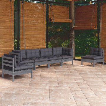 Set mobilier de grădină cu perne, 6 piese, lemn masiv de pin - Img 1