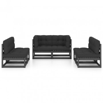 Set mobilier de grădină cu perne, 6 piese, lemn masiv de pin - Img 3