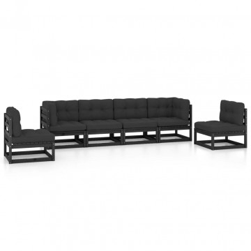 Set mobilier de grădină cu perne, 6 piese, lemn masiv de pin - Img 2