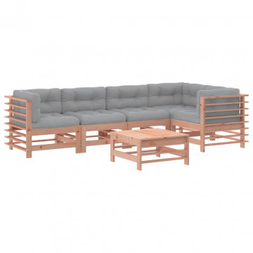 Set mobilier de grădină cu perne, 6 piese, lemn masiv Douglas - Img 2