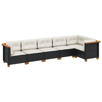 Set mobilier de grădină cu perne, 6 piese, negru, poliratan - Img 2