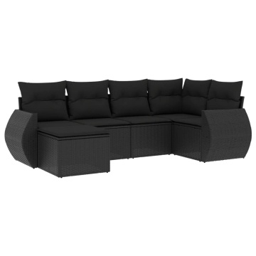 Set mobilier de grădină cu perne, 6 piese, negru, poliratan - Img 2