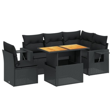 Set mobilier de grădină cu perne, 6 piese, negru, poliratan - Img 2
