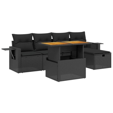 Set mobilier de grădină cu perne, 6 piese, negru, poliratan - Img 2