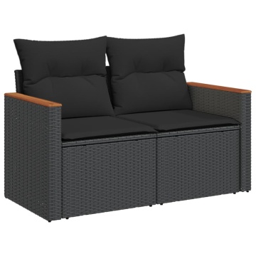 Set mobilier de grădină cu perne, 6 piese, negru, poliratan - Img 3