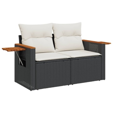 Set mobilier de grădină cu perne, 6 piese, negru, poliratan - Img 4