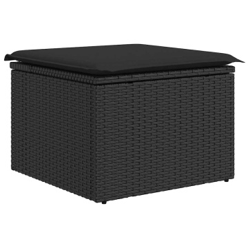 Set mobilier de grădină cu perne, 6 piese, negru, poliratan - Img 5