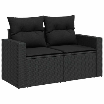Set mobilier de grădină cu perne, 6 piese, negru, poliratan - Img 4