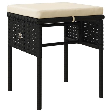 Set mobilier de grădină cu perne, 6 piese, negru, poliratan - Img 7