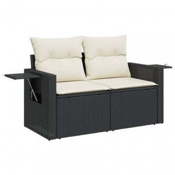 Set mobilier de grădină cu perne, 6 piese, negru, poliratan - Img 8