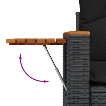 Set mobilier de grădină cu perne, 6 piese, negru, poliratan - Img 6