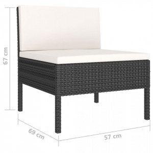 Set mobilier de grădină cu perne, 6 piese, negru, poliratan - Img 6