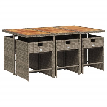 Set mobilier de grădină cu perne, 7 piese, gri, poliratan - Img 3