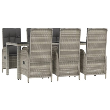 Set mobilier de grădină cu perne, 7 piese, gri, poliratan - Img 3