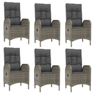 Set mobilier de grădină cu perne, 7 piese, gri, poliratan - Img 4