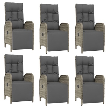Set mobilier de grădină cu perne, 7 piese, gri, poliratan - Img 4