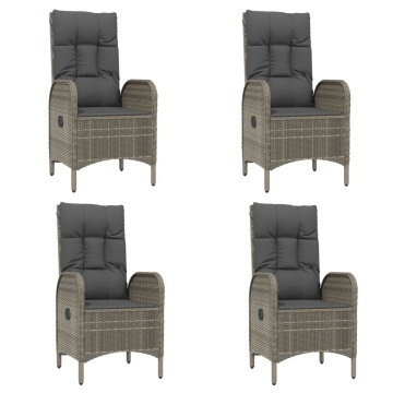 Set mobilier de grădină cu perne, 7 piese, gri, poliratan - Img 4