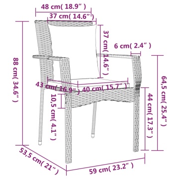 Set mobilier de grădină cu perne, 7 piese, gri, poliratan - Img 7