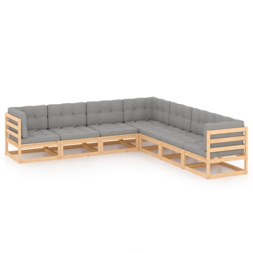 Set mobilier de grădină cu perne, 7 piese, lemn masiv de pin - Img 1