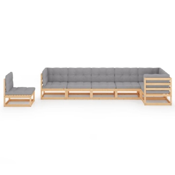 Set mobilier de grădină cu perne, 7 piese, lemn masiv de pin - Img 3