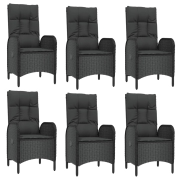 Set mobilier de grădină cu perne, 7 piese, negru/gri, poliratan - Img 4