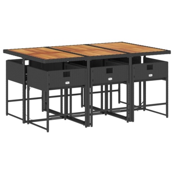 Set mobilier de grădină cu perne, 7 piese, negru, poliratan - Img 8