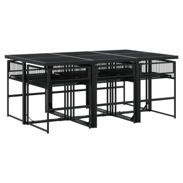 Set mobilier de grădină cu perne, 7 piese, negru, poliratan - Img 3