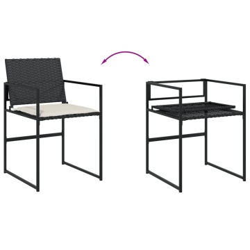 Set mobilier de grădină cu perne, 7 piese, negru, poliratan - Img 7
