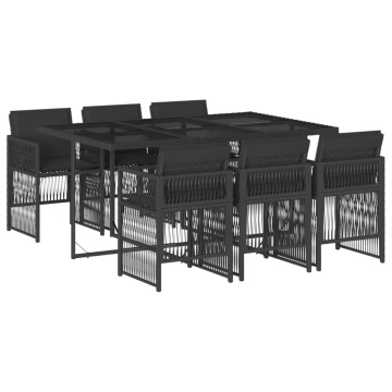 Set mobilier de grădină cu perne, 7 piese, negru, poliratan - Img 2