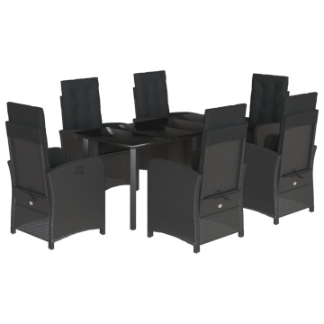 Set mobilier de grădină cu perne, 7 piese, negru, poliratan - Img 2