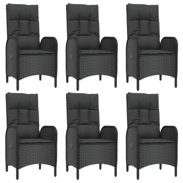 Set mobilier de grădină cu perne, 7 piese, negru, poliratan - Img 4