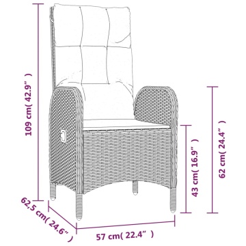 Set mobilier de grădină cu perne, 7 piese, negru, poliratan - Img 7