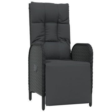 Set mobilier de grădină cu perne, 7 piese, negru, poliratan - Img 8