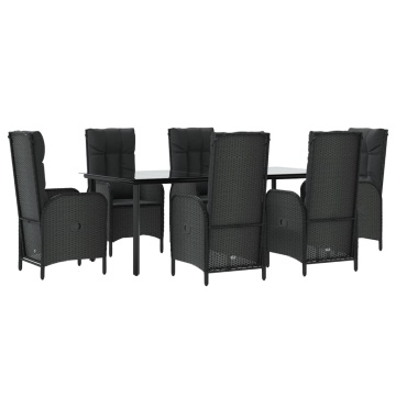 Set mobilier de grădină cu perne, 7 piese, negru, poliratan - Img 3