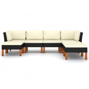 Set mobilier de grădină cu perne, 7 piese, negru, poliratan - Img 2