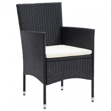 Set mobilier de grădină cu perne, 7 piese, negru, poliratan - Img 4