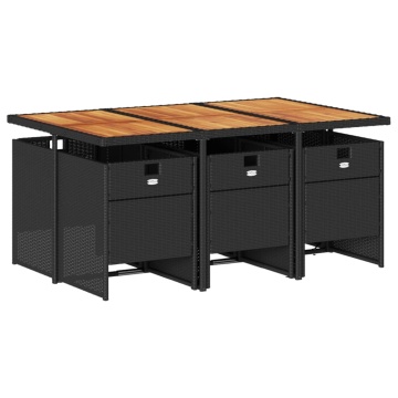 Set mobilier de grădină cu perne, 7 piese, negru, poliratan - Img 3