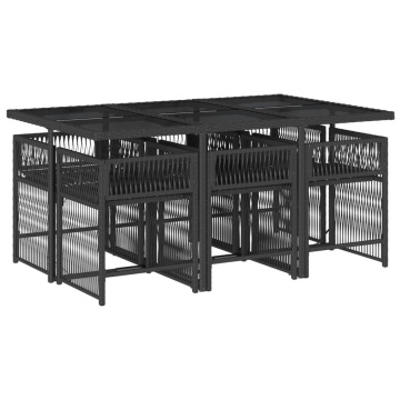 Set mobilier de grădină cu perne, 7 piese, negru, poliratan - Img 3