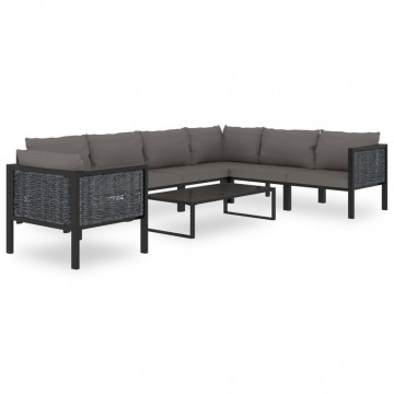 Set mobilier de grădină cu perne, 8 piese, antracit, poliratan - Img 1