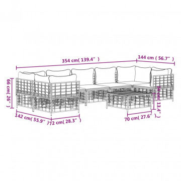 Set mobilier de grădină cu perne, 8 piese, antracit, poliratan - Img 6
