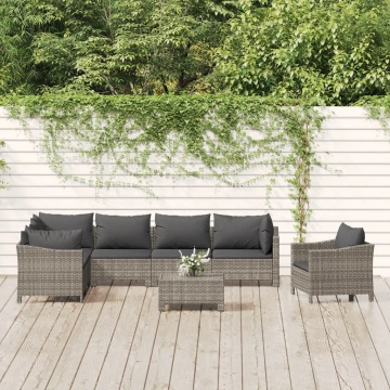 Set mobilier de grădină cu perne, 8 piese, gri, poliratan - Img 1