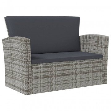 Set mobilier de grădină cu perne, 8 piese, gri, poliratan - Img 8